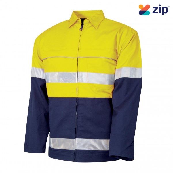 TRU DJ2192T1 Workwear Cotton Canvas Drill Jacket With 3M Tape - Yellow / Navy
