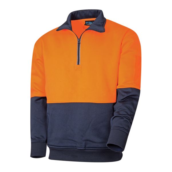 TRU TF2950 Workwear 1/4 Zip Fleece Jumper - Orange / Navy