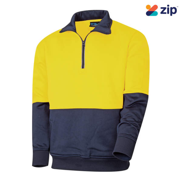 TRU TF2950 Workwear 1/4 Zip Fleece Jumper - Yellow / Navy