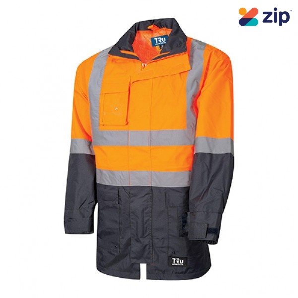 TRU TJ2900T6 Workwear Rain Jacket With Tape - Orange / Navy