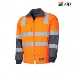 TRU TJ2945T4 Workwear Wet Weather Jacket With Removable Sleeves & Reflective Tape - Orange / Navy