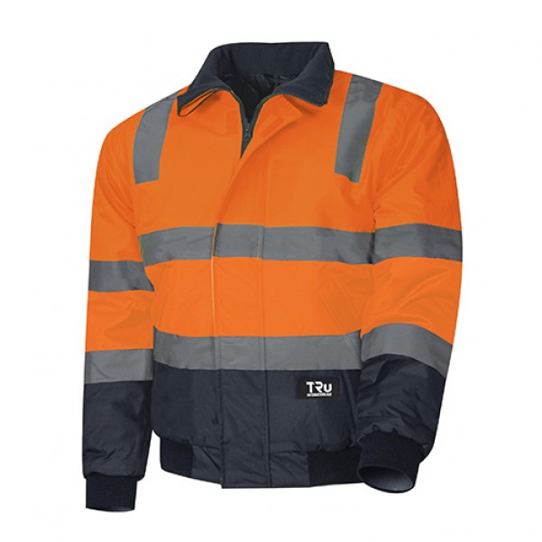 TRU TJ2946T4 Workwear Pilot Jacket With Reflective Tape - Orange / Navy