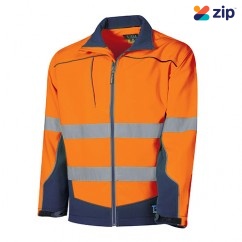 TRU TJ2960T1 Workwear Softshell Full Zip Jacket With Reflective Tape - Orange / Navy