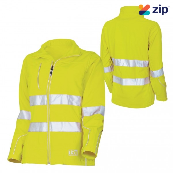 TRU TJW1960T Womens Softshell Full Zip Jacket with Reflective Tape - Yellow