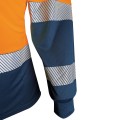 TRU TS2425T1 Recycled Anti-Microbial Micromesh L/S Two Tone Hi-Vis Polo Shirt With Segmented Tape - Orange / Navy