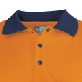 TRU TS2425T1 Recycled Anti-Microbial Micromesh L/S Two Tone Hi-Vis Polo Shirt With Segmented Tape - Orange / Navy