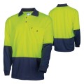 TRU TS2425 Recycled Womens Anti-Microbial Micromesh L/S Two Tone Hi-Vis Polo Shirt - Yellow / Navy