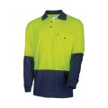 TRU TS2425 Recycled Womens Anti-Microbial Micromesh L/S Two Tone Hi-Vis Polo Shirt - Yellow / Navy