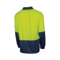 TRU TS2425 Recycled Womens Anti-Microbial Micromesh L/S Two Tone Hi-Vis Polo Shirt - Yellow / Navy