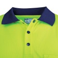 TRU TS2425 Recycled Womens Anti-Microbial Micromesh L/S Two Tone Hi-Vis Polo Shirt - Yellow / Navy