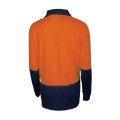 TRU TSW2425 Recycled Womens Anti-Microbial Micromesh L/S Two Tone Hi-Vis Polo Shirt - Orange / Navy