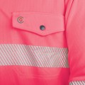 TRU TSW2425T1 Recycled Womens Anti-Microbial Micromesh L/S Two Tone Hi-Vis Polo Shirt With Segmented Tape - Pink / Navy
