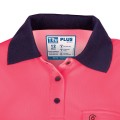 TRU TSW2425T1 Recycled Womens Anti-Microbial Micromesh L/S Two Tone Hi-Vis Polo Shirt With Segmented Tape - Pink / Navy