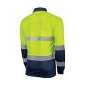 TRU TSW2425T1 Recycled Womens Anti-Microbial Micromesh L/S Two Tone Hi-Vis Polo Shirt With Segmented Tape - Yellow / Navy