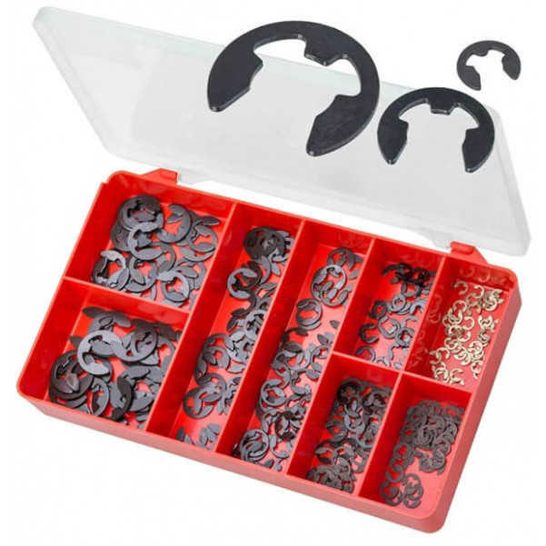 Torres AAK20 - 300 PCE DIN 6799 Black E Circlips Horse Shoe Kit Screws
