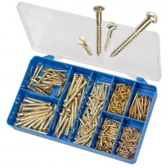 Torres HAK31 - 300 PCE Brass Plated Countersunk Wood Screws Kit