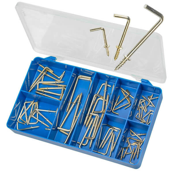 Torres HAK35 - 70 PCE Brass Plated L Type Hooks Kit Screws Torres HAK35 - 70 PCE Brass Plated L Type Hooks Kit Screws