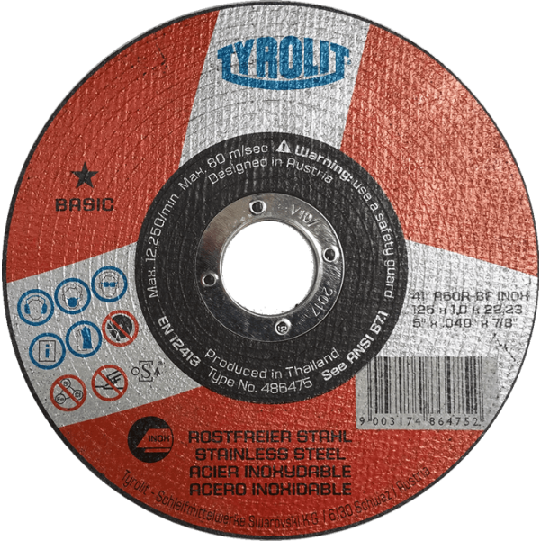 Tyrolit Y486475 Basic Cutting Wheel 125x1.0x22.2mm for Steel/Stainless Tyrolit Y486475 Basic Cutting Wheel 125x1.0x22.2mm for Steel/Stainless
