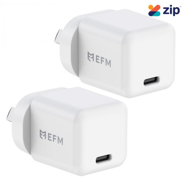 EFM ECO 30W GaN Wall Charger Twin Pack - With Power Delivery and PPS Accessories for Smartphones and Tablets